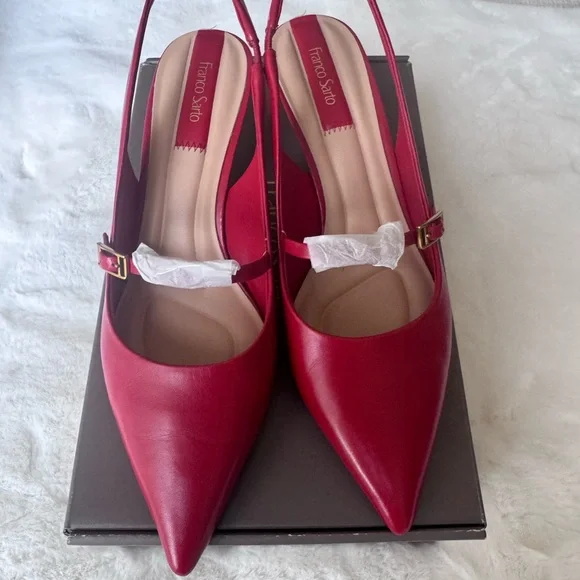 Franco Sarto Red Pointed Toe Kloe Slingbacks Size 10 - Picture 2 of 7